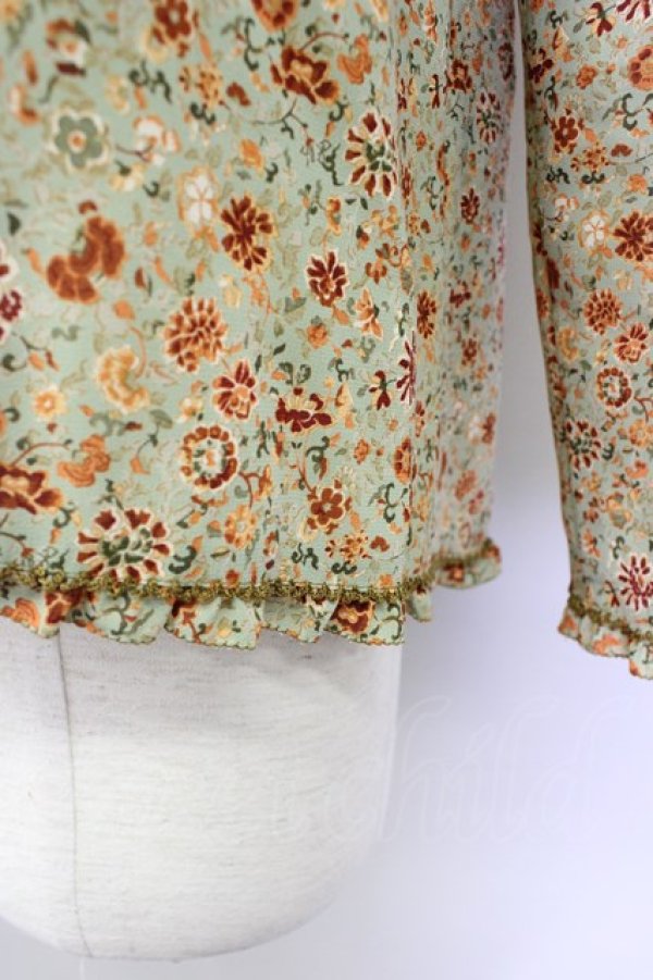 画像7: KANEKO ISAO / 5つリボン小花柄ブラウス  ミントＸブラウン T-24-01-24-015-EL-BL-HD-ZT139 (7)