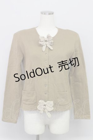 画像: 【SALE】KANEKO ISAO / ドットリボンスナップボタンカーディガン  ブラウン T-24-02-04-011-EL-TO-HD-ZT253