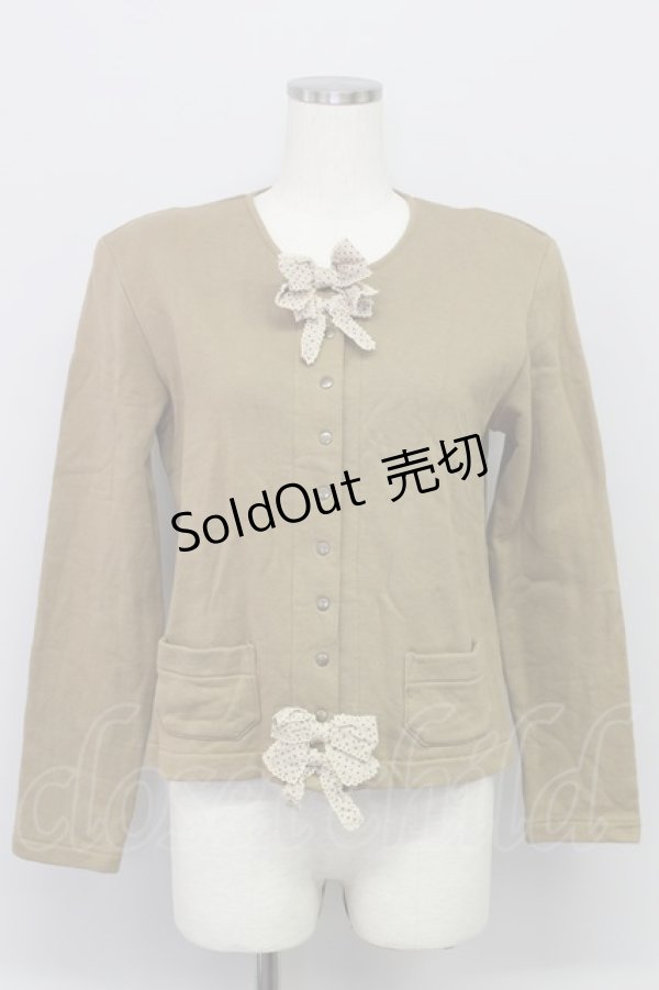 画像1: 【SALE】KANEKO ISAO / ドットリボンスナップボタンカーディガン  ブラウン T-24-02-04-011-EL-TO-HD-ZT253 (1)