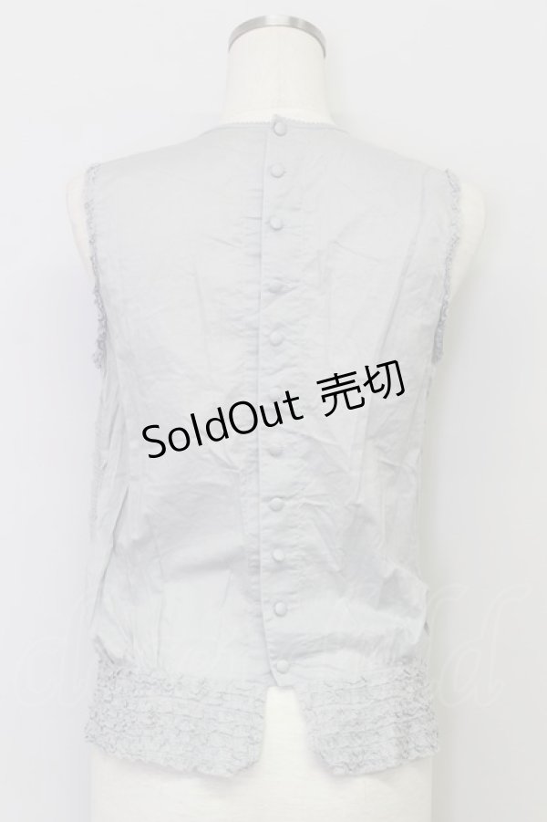 画像2: 【SALE】KANEKO ISAO / ピコフリルノースリーブブラウス  グレー T-24-02-04-018-EL-BL-HD-ZT254 (2)