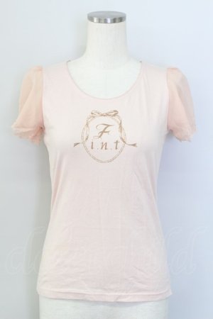 画像: F i.n.t / 袖オーガンジーロゴ付きTシャツ  ピンク T-24-02-10-013-CA-TO-HD-ZT356