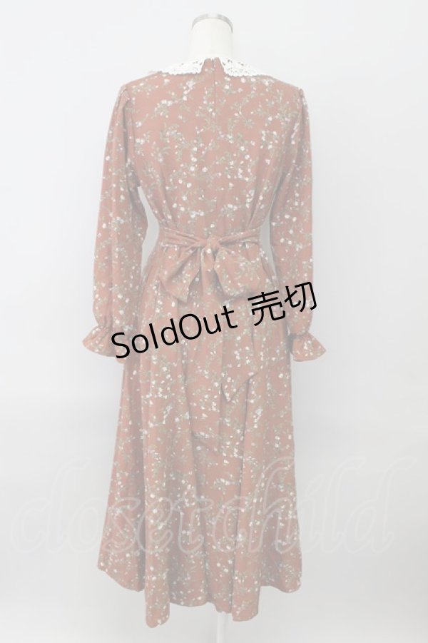 画像2: an another angelus / レース衿花柄ロングワンピース  ブラウン T-24-02-11-027-CA-OP-HD-ZT085 (2)