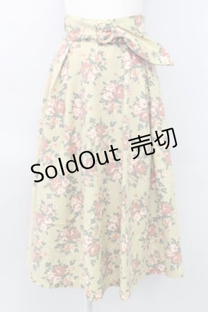 画像: an another angelus / ローズ柄サッシュベルト付きスカート  黄緑 T-24-02-14-055-CA-SK-HD-ZT147