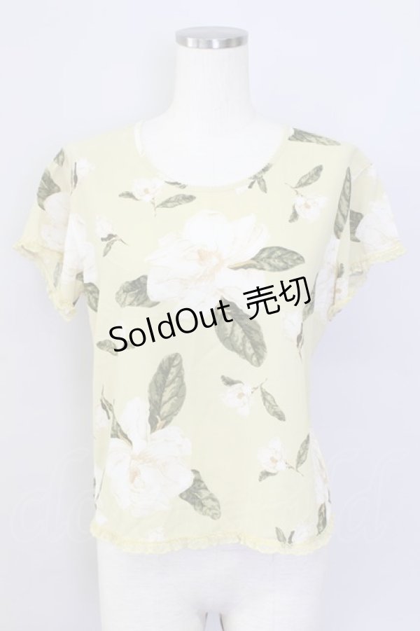 画像1: 【SALE】KANEKO ISAO / フラワー半袖トップス  イエローＸ白Ｘ緑 T-24-02-18-008-EL-TO-HD-ZT355 (1)