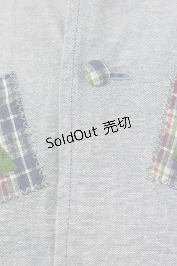 画像4: Karl Helmut / チェック切り替えロゴワッペン半袖シャツ  青チェック T-24-02-18-016-EL-BL-HD-ZT361 (4)