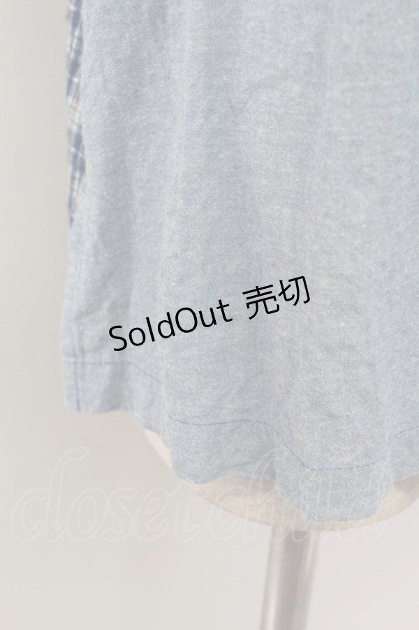 画像6: Karl Helmut / チェック切り替えロゴワッペン半袖シャツ  青チェック T-24-02-18-016-EL-BL-HD-ZT361 (6)