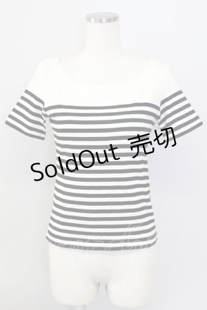 画像: KANEKO ISAO / ボーダー半袖カットソー  アイボリーＸ黒 T-24-02-18-021-EL-TO-HD-ZT361