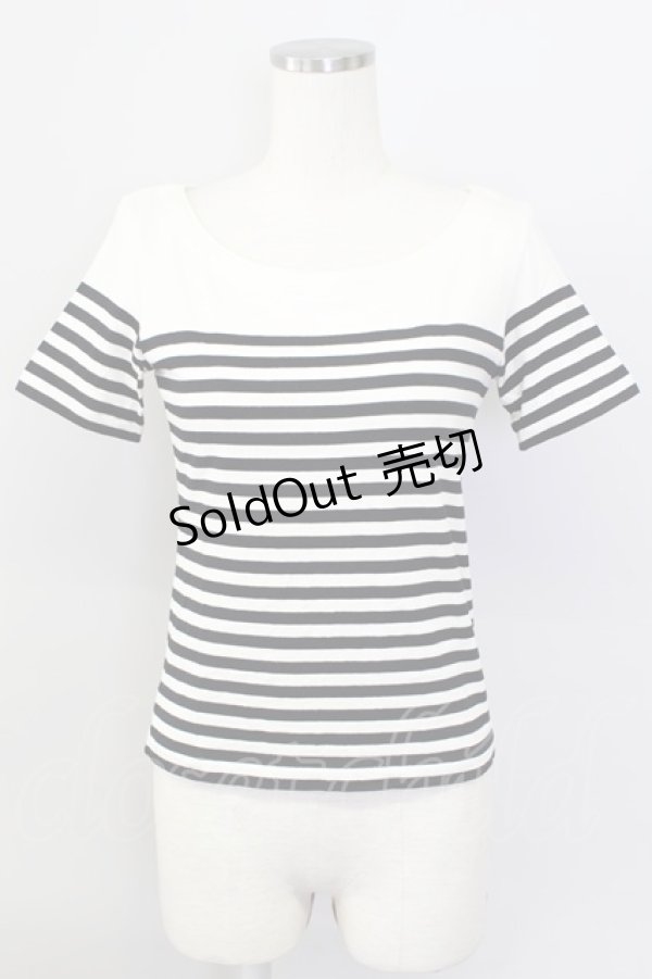 画像1: KANEKO ISAO / ボーダー半袖カットソー  アイボリーＸ黒 T-24-02-18-021-EL-TO-HD-ZT361 (1)