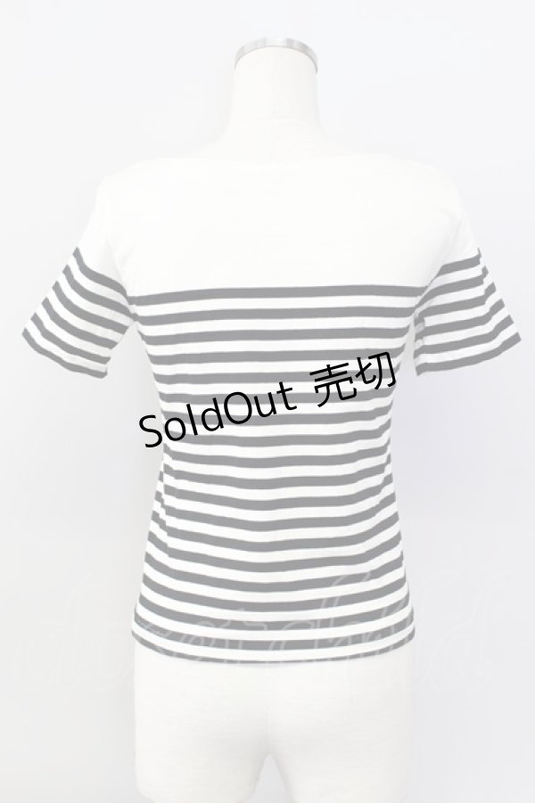 画像2: KANEKO ISAO / ボーダー半袖カットソー  アイボリーＸ黒 T-24-02-18-021-EL-TO-HD-ZT361 (2)