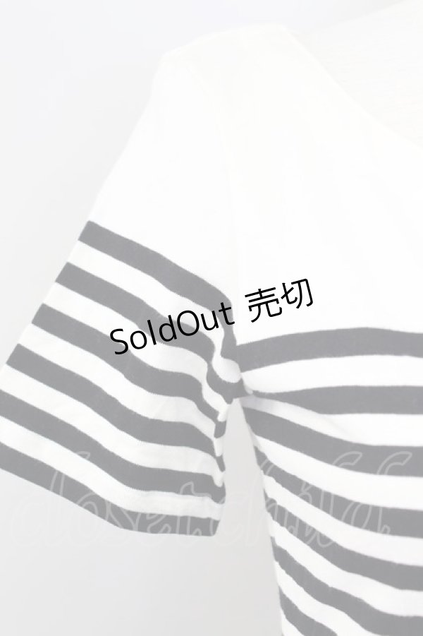 画像3: KANEKO ISAO / ボーダー半袖カットソー  アイボリーＸ黒 T-24-02-18-021-EL-TO-HD-ZT361 (3)