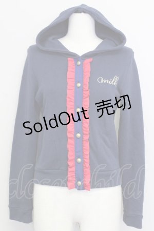 画像: MILK / フロントフリルフードパーカー  紺 T-24-03-03-020-ML-TO-AS-ZT145