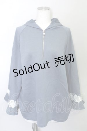 画像: axes femme / レースデザインパーカー  ブルー T-24-03-04-014-AX-TO-AS-ZT153