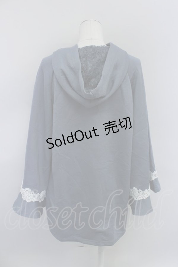 画像2: axes femme / レースデザインパーカー  ブルー T-24-03-04-014-AX-TO-AS-ZT153 (2)