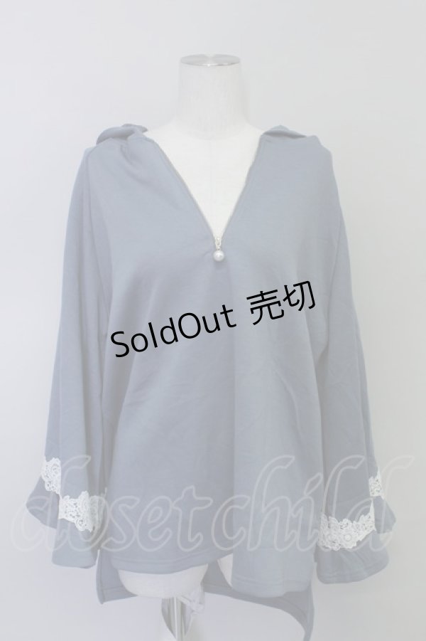 画像5: axes femme / レースデザインパーカー  ブルー T-24-03-04-014-AX-TO-AS-ZT153 (5)