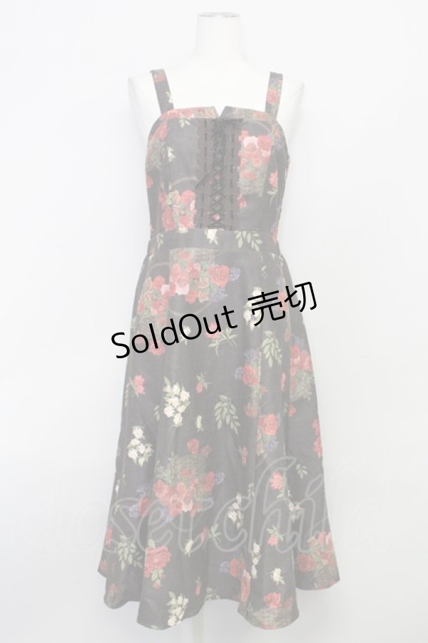 画像1: 【SALE】axes femme / バスケットブーケ柄ジャンスカ  ブラウン T-24-03-06-029-AX-OP-AS-ZT358 (1)