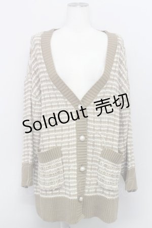 画像: axes femme / ツイードニットカーディガン F ベージュ T-24-03-08-019-AX-TO-SZ-ZT281