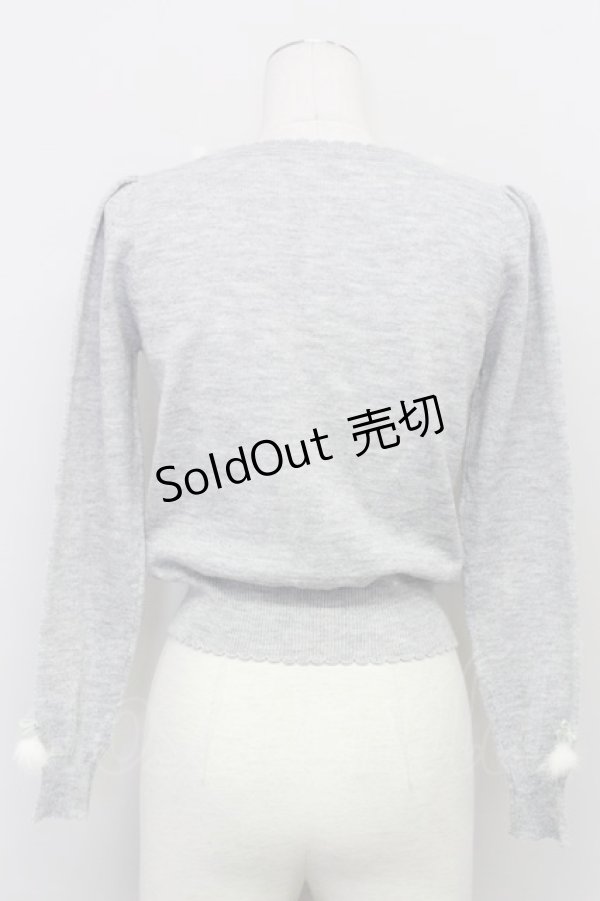 画像2: Secret Honey / ぽんぽんカーディガン 2 グレー T-24-03-08-024-CA-TO-SZ-ZT281 (2)