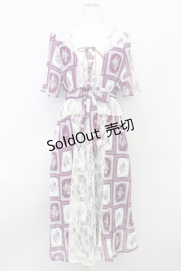 画像1: 【SALE】axes femme / フルーツアート柄ワンピース  パープルワイン T-24-03-13-025-AX-OP-AS-ZT412 (1)