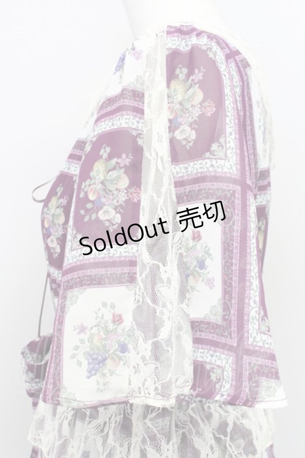 画像4: 【SALE】axes femme / フルーツアート柄ワンピース  パープルワイン T-24-03-13-025-AX-OP-AS-ZT412 (4)