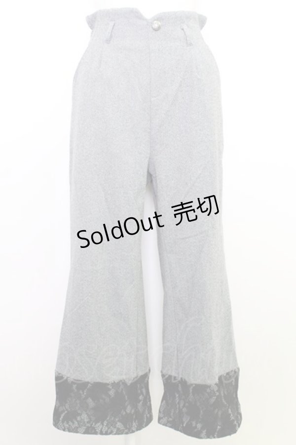 画像1: 【SALE】axes femme / ヘリンボーン柄カットパンツ M グレー T-24-03-14-026-AX-PA-SZ-ZT040 (1)