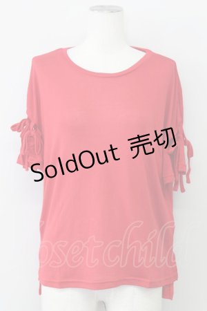 画像: E hyphen world gallery PEACE / レースアップスリーブプルオーバー  アカ T-24-03-19-018-LO-TO-IG-ZT413