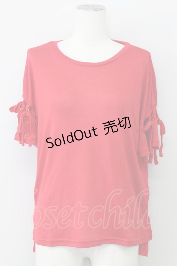 画像1: E hyphen world gallery PEACE / レースアップスリーブプルオーバー  アカ T-24-03-19-018-LO-TO-IG-ZT413 (1)