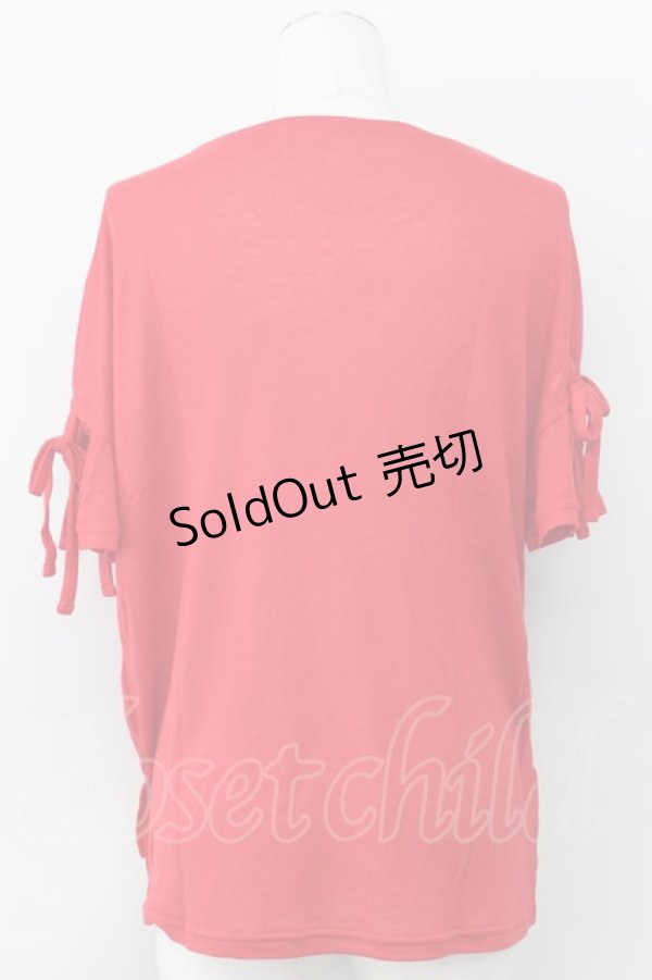 画像2: E hyphen world gallery PEACE / レースアップスリーブプルオーバー  アカ T-24-03-19-018-LO-TO-IG-ZT413 (2)