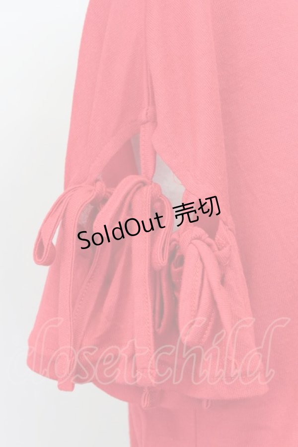 画像4: E hyphen world gallery PEACE / レースアップスリーブプルオーバー  アカ T-24-03-19-018-LO-TO-IG-ZT413 (4)