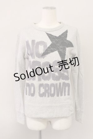 画像: ALGONQUINS / TOP/星レース付英字ｐｔトレーナー  グレー T-24-03-20-023-AL-TO-IW-ZT389