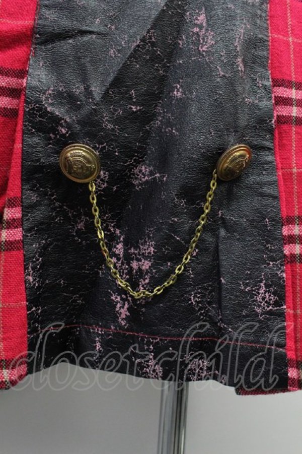 画像3: Banana Fish //チェック&レザー切替スカート ピンク×黒 T-24-03-20-031-PU-SK-IW-ZT-CL001 (3)