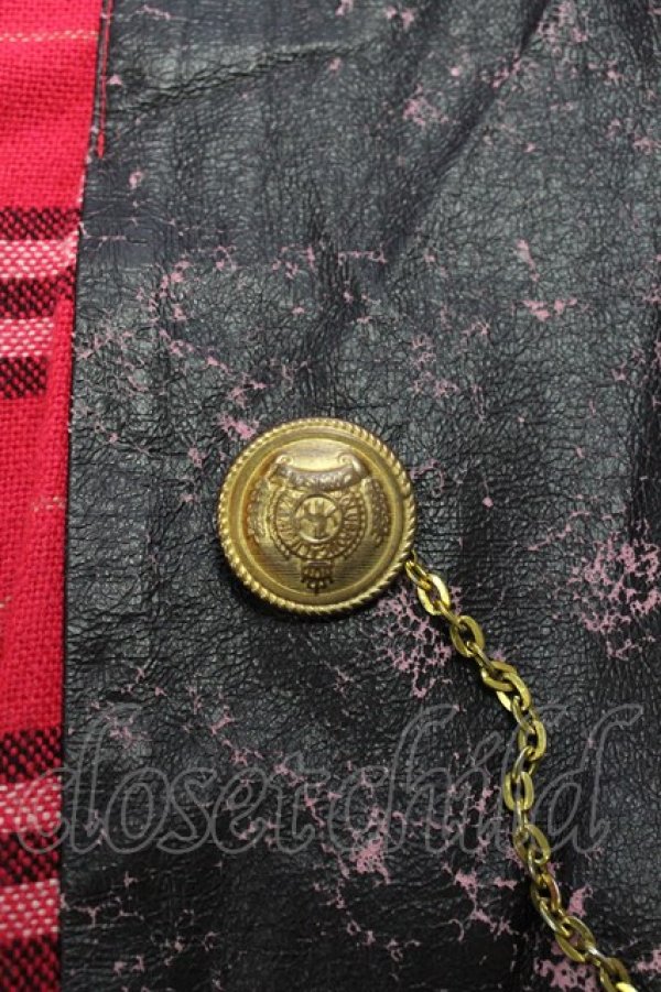 画像7: Banana Fish //チェック&レザー切替スカート ピンク×黒 T-24-03-20-031-PU-SK-IW-ZT-CL001 (7)