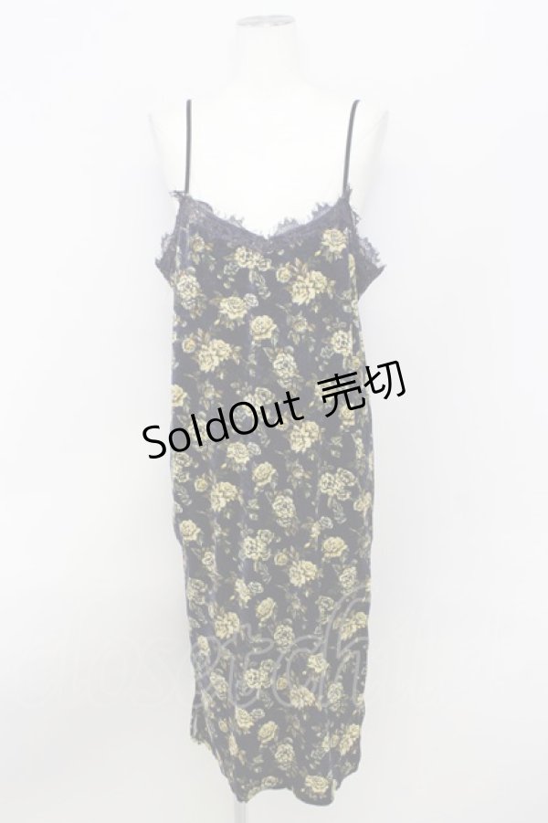 画像1: 【SALE】E hyphen world gallery HARU / ローズベロアキャミワンピース  クロ T-24-03-21-025-LO-OP-IG-ZT354 (1)