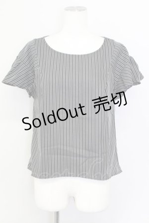 画像: 【SALE】E hyphen world gallery PEACE / ストライプフリルトップス  クロ T-24-03-21-009-LO-TO-IG-ZT127