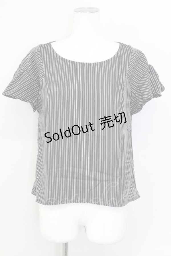 画像1: 【SALE】E hyphen world gallery PEACE / ストライプフリルトップス  クロ T-24-03-21-009-LO-TO-IG-ZT127 (1)