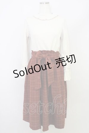 画像: axes femme / ワンピース  オフ×ブラウン T-24-03-22-018-AX-OP-SZ-ZT079