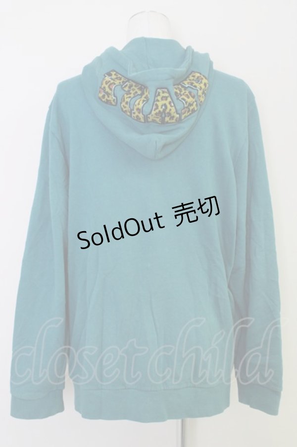 画像2: Candy Stripper / フード英字ワッペンパーカー  緑ｘ黄色 T-24-03-29-010-PU-TO-HD-ZT393 (2)