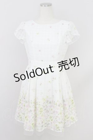 画像: LODISPOTTO / シアーチェック切替ワンピース  白 T-24-06-06-036-LO-OP-SZ-ZT015