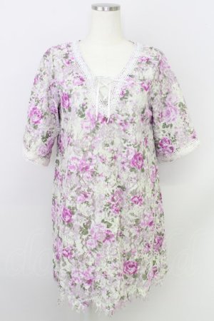 画像: axes femme /花総レースチュニ M 紫 T-24-06-09-023-AX-OP-SZ-ZT415
