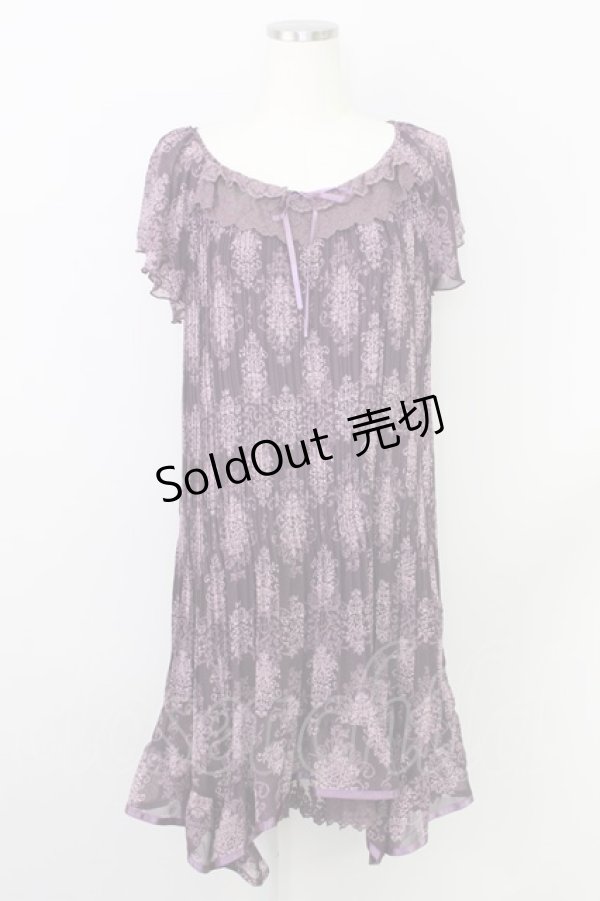 画像1: axes femme /オーナメント柄イレヘムワンピース M パープル T-24-06-09-030-AX-OP-SZ-ZT061 (1)