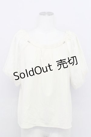 画像: axes femme / 袖レースオフショルプルオーバー M ベージュ T-24-06-13-024-AX-TO-SZ-ZT300