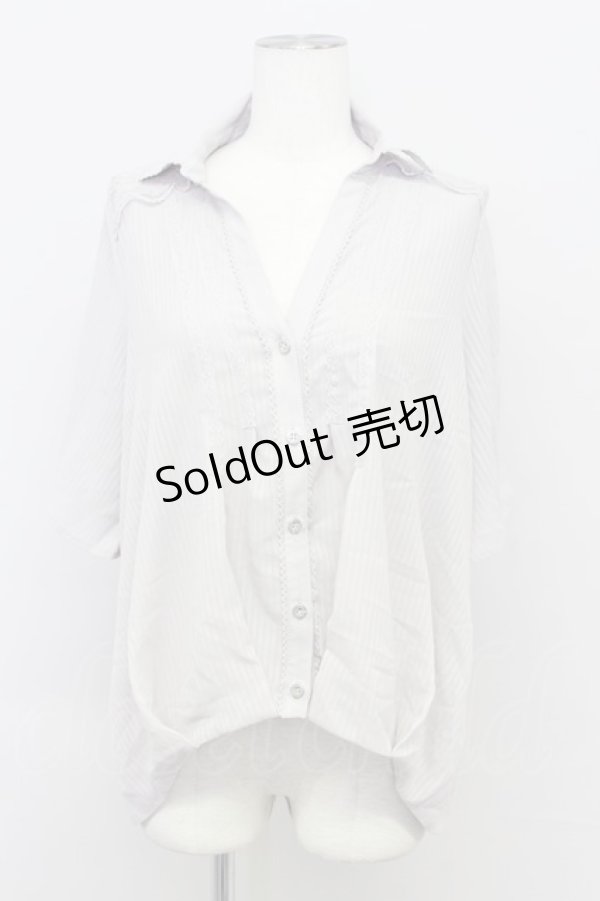 画像1: axes femme /BACHレースストライプシャツ M ライトグレー T-24-06-13-015-AX-BL-SZ-ZT300 (1)