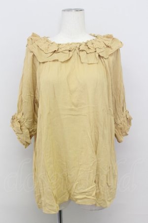 画像: axes femme / レース襟ブラウスプル F イエロー T-24-06-15-009-AX-BL-SZ-ZT302