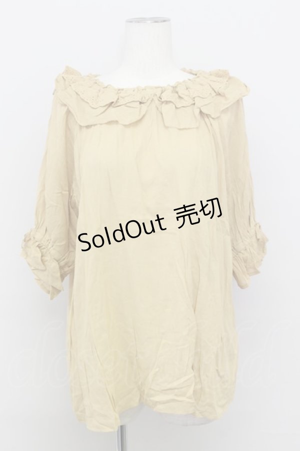 画像1: axes femme / レース襟ブラウスプル F イエロー T-24-06-15-009-AX-BL-SZ-ZT302 (1)