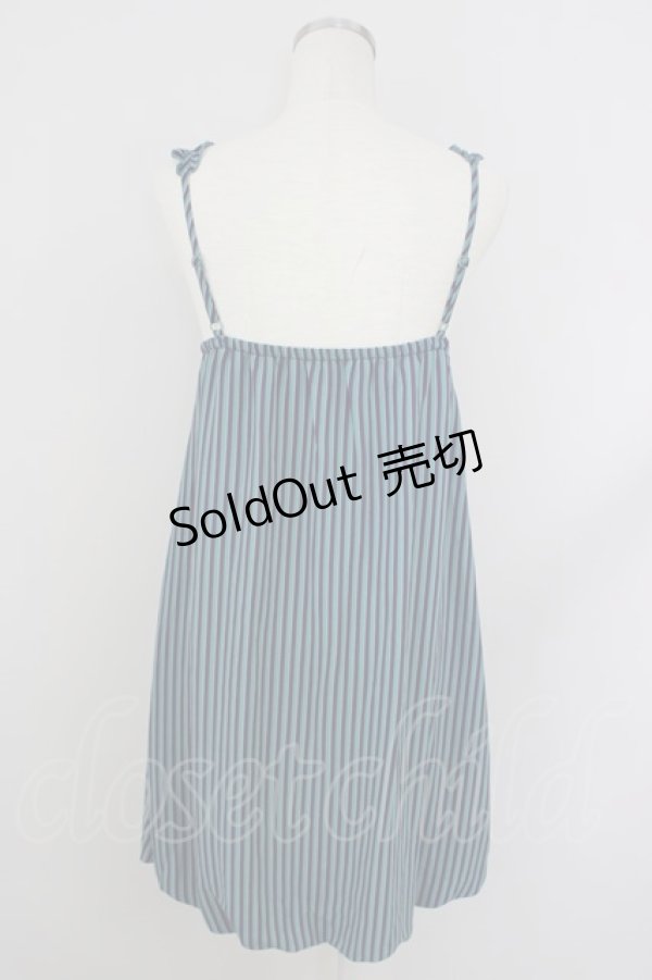 画像2: axes femme / ストライプバルーンキャミワンピース M 紺 T-24-06-17-021-AX-OP-SZ-ZT095 (2)