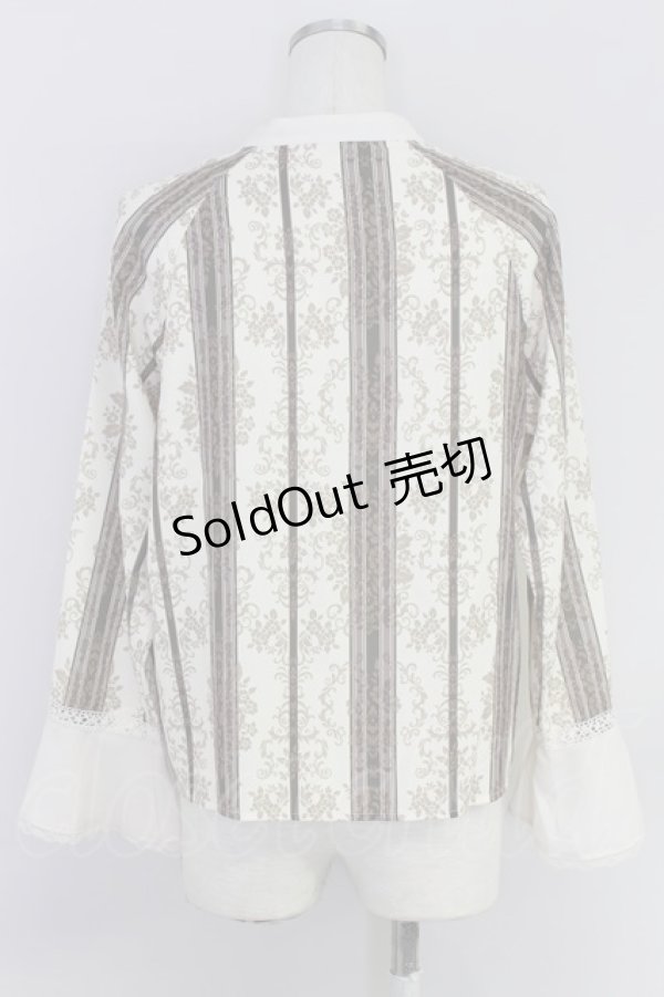 画像2: axes femme / オーナメントストライプ柄ブラウス  生成り T-24-06-30-012-AX-BL-HD-ZT125 (2)