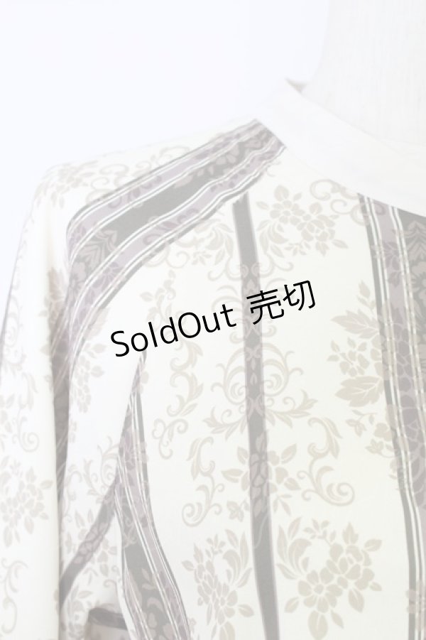 画像3: axes femme / オーナメントストライプ柄ブラウス  生成り T-24-06-30-012-AX-BL-HD-ZT125 (3)