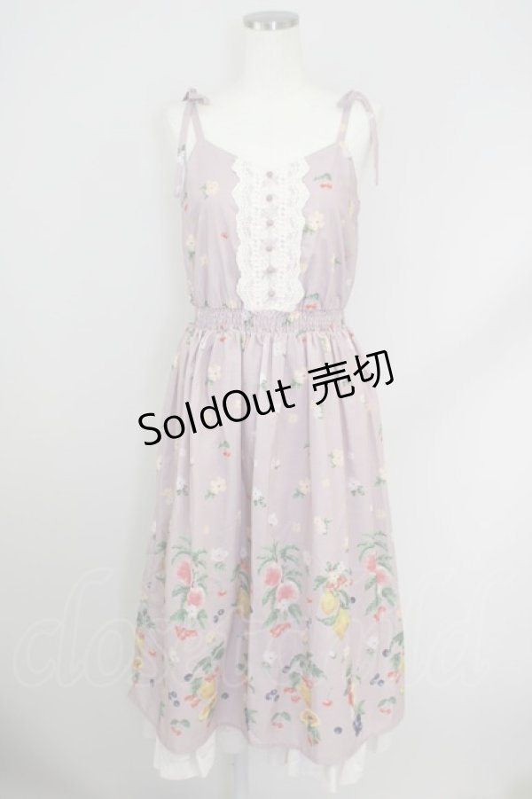画像1: axes femme / ミックスフルーツ柄ワンピース M ピンク T-24-07-11-024-AX-OP-SZ-ZT311 (1)