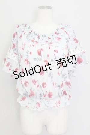 画像: axes femme / 花柄エスパンディプルオーバー M サックス T-24-07-12-008-AX-TO-SZ-ZT314