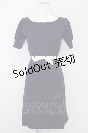 画像: Fi.n.t / 半袖リボンニットワンピース F ネイビー T-24-07-22-027-CA-OP-SZ-ZT267