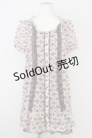 画像: axes femme / 小花×ドットフロッキーワンピース M アカｘブラウン T-24-07-22-034-AX-OP-SZ-ZT267